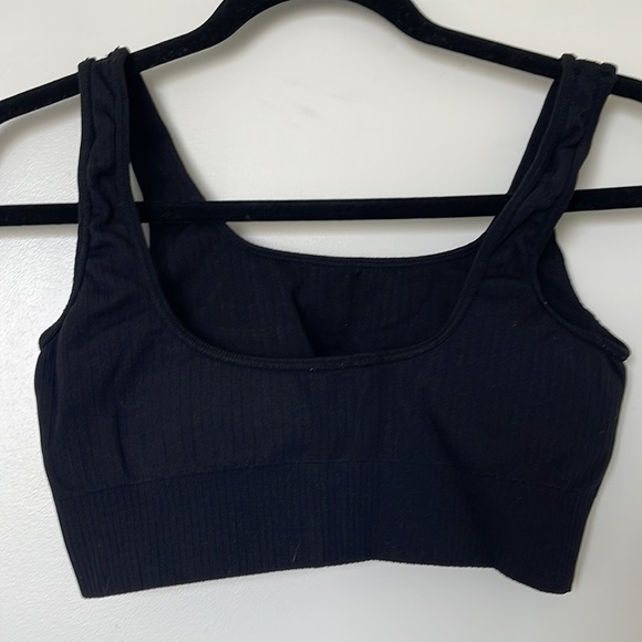 BARE ATHLETICS BARESCULPT RIBBED SEAMLESS SPORTS BRA & LEGGINGS SET ONYX BLACK - Picture 9 of 11